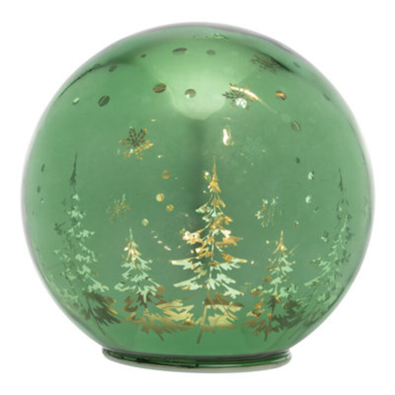 LED Lighted Pine Trees And Snowflakes Glass Globe Christmas Decoration - 6