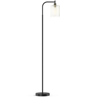 Rogan Modern Standing Tall Industrial ArchedArc Floor Lamp with Glass Shade and 2 Bulbs Included