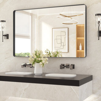 Leaderville 12 Thick Aluminum Framed Bathroom Mirror Decorative Mirror Wall Mirror with Tempered Glass French Cleat Mounted