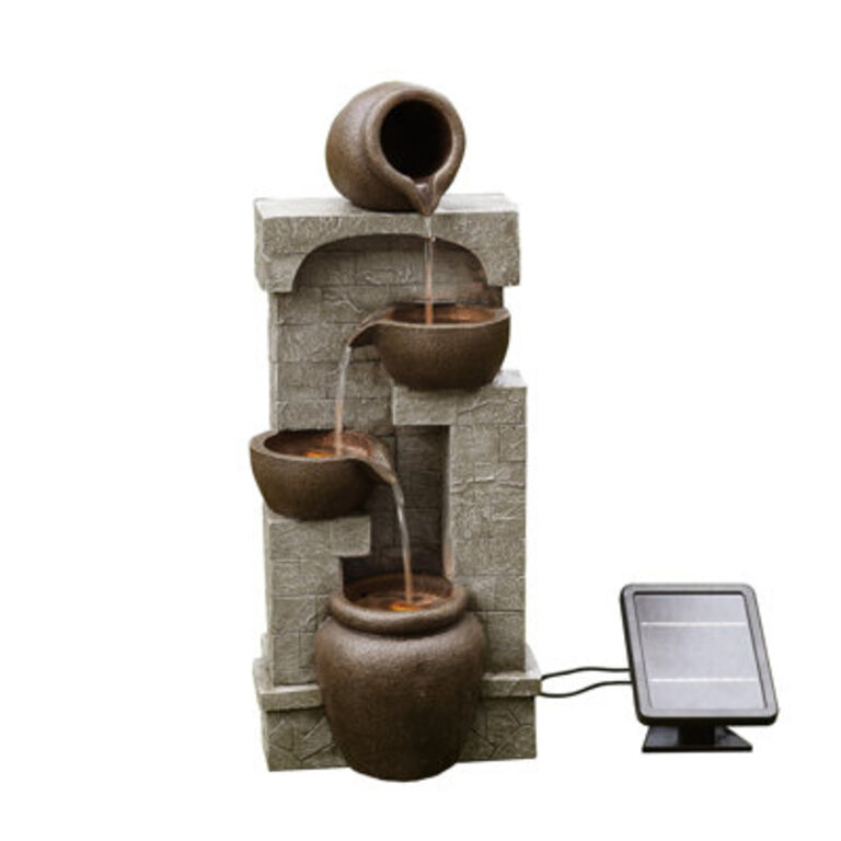 Caetana 28 Solar-Powered 4-Tier Outdoor Water Fountain