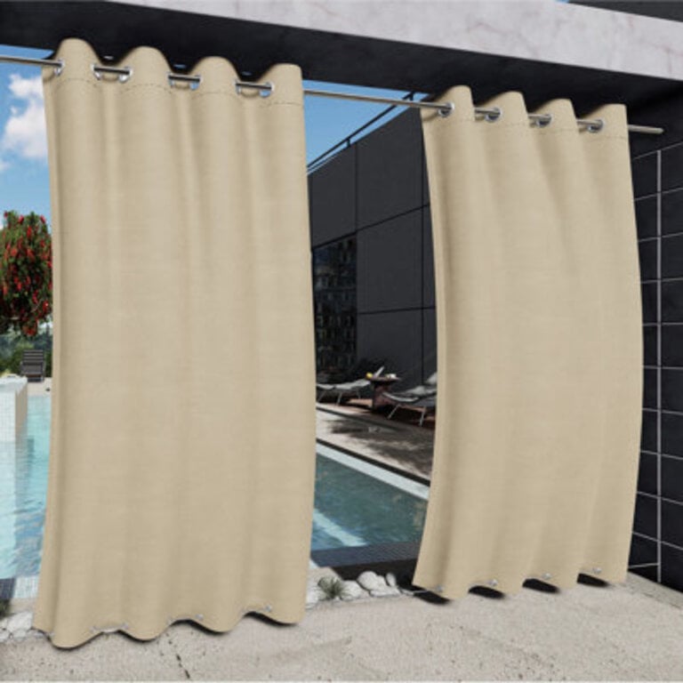 Abba Waterproof Grommet Top and Bottom Black Out Pergola Outdoor Single Curtain Panel