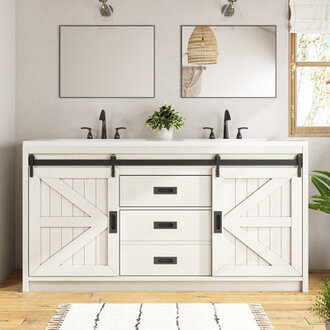 Chimira 60" Double Sink Bathroom Vanity With Sink Combo Set,white