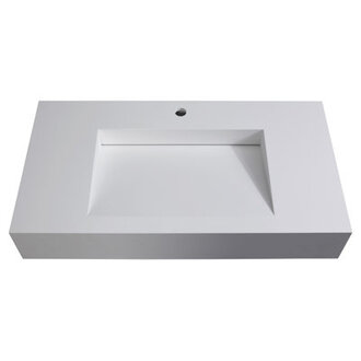 Pyramid 36 Rectangular Wall Mount Solid Surface Bathroom Sink