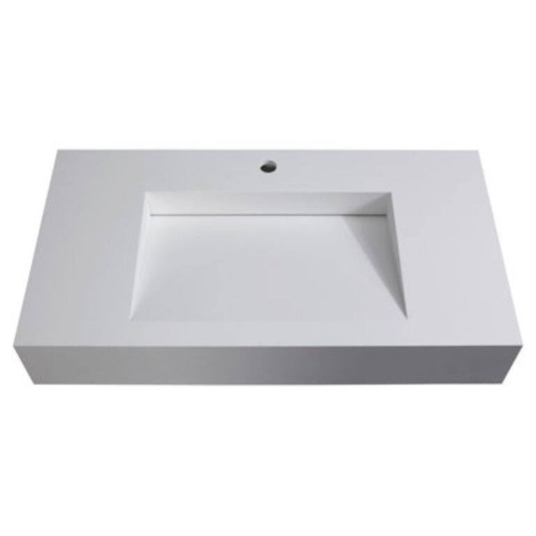 Pyramid 36 Rectangular Wall Mount Solid Surface Bathroom Sink