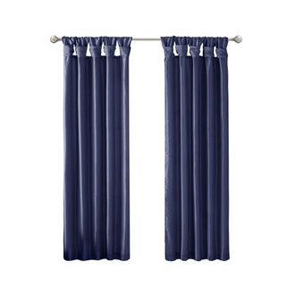 Rivau Faux Silk Lined Twist Tab Single Window Curtain Panel with Privacy Lining Room Darkening