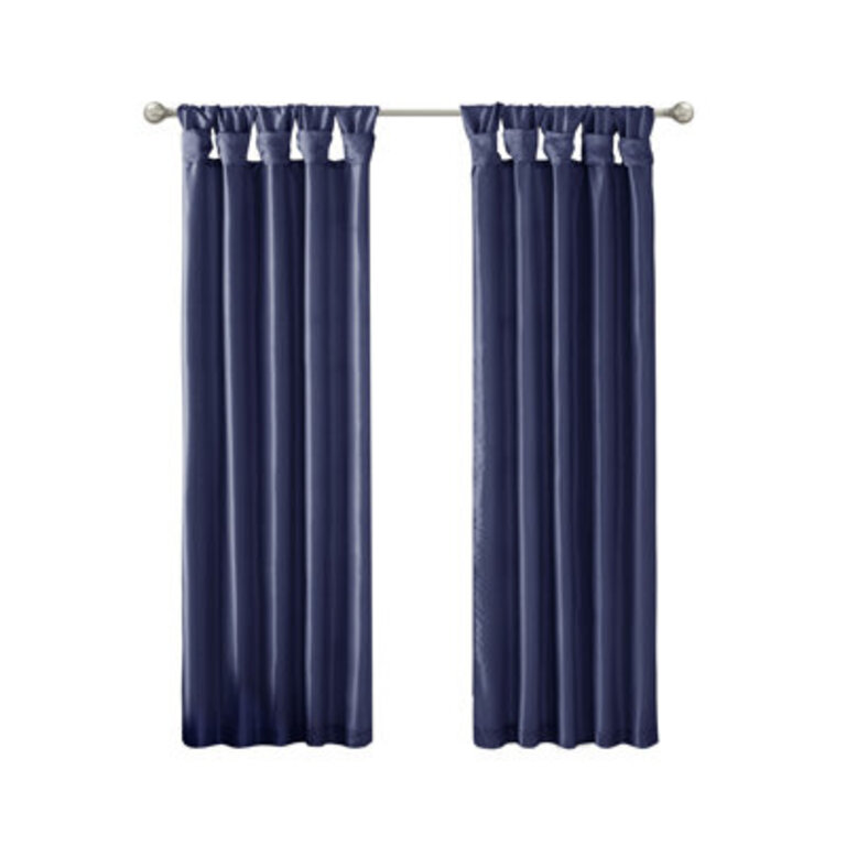 Rivau Faux Silk Lined Twist Tab Single Window Curtain Panel with Privacy Lining Room Darkening