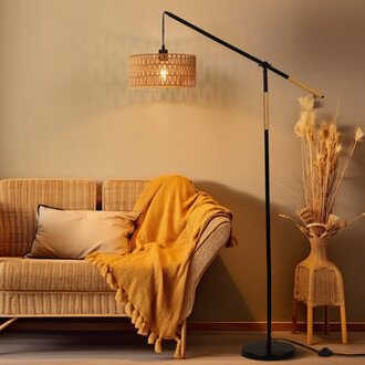 Aarzo 68 Rattan ArchedArc Floor Lamp