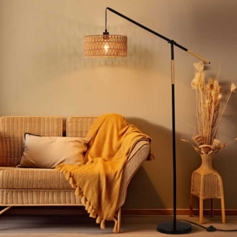 Aarzo 68 Rattan ArchedArc Floor Lamp