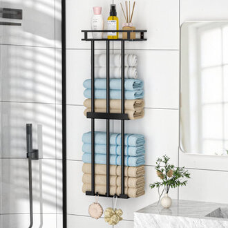 Bathroom Towel Racks Bar Wall Mounted For Rolled Towels 3 Bar Towel Storage Single Panel