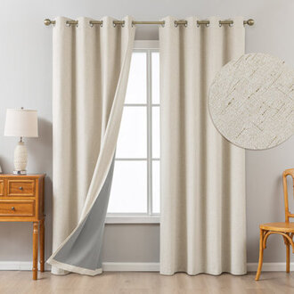 Jimmy Boho Faux Linen 100 Blackout With Liner Grommet Curtain Pair
