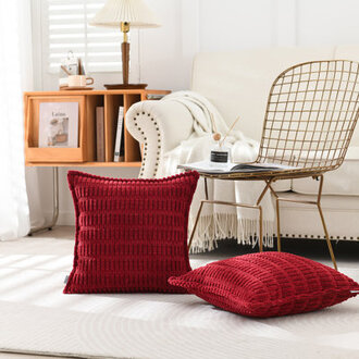 Boucle Ottoman Decorative Pillow Covers Farmhouse Boho Corduroy Cushion Cover