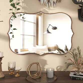 Euri Scalloped Wood Framed Decorative Wall Mirror