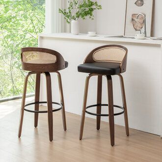 Leeana Swivel Faux Leather Counter  Bar Stools