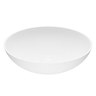 Lotus 16 L x 16 W x 5 H Matte White Handmade Round Vessel Bathroom Sink
