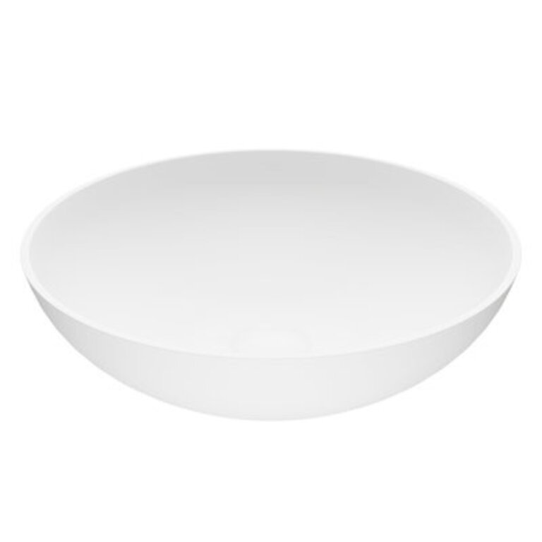 Lotus 16 L x 16 W x 5 H Matte White Handmade Round Vessel Bathroom Sink