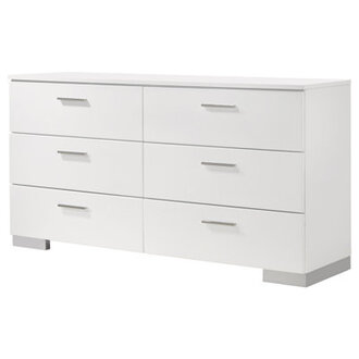 Clapp 6-drawer Dresser White High Gloss