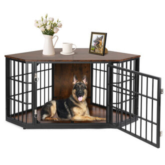 Dog Crate Furniture Corner Heavy Duty Dog Kennel Indoor Wooden End Table Dog Crate Modern Decorative Pet Crates Side Table Dog House for Large Medium Small Dogs