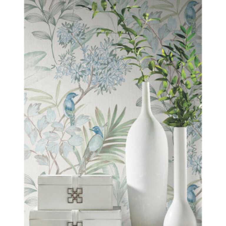 Handpainted Songbird Peel  Stick Floral Wallpaper