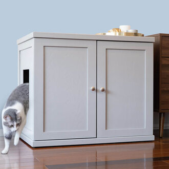 The Refined Litter Box - Wood Cat Litter Box Enclosure Cabinet with Drawer Modern Style