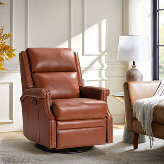 Manning 296 Wide Genuine Leather Manual Recliner