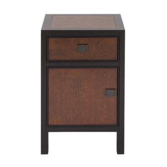 Akosita Dark Brown Wooden 1 Drawer 1 Shelf and 1 Door Room Cabinet 16 x 13 x 26
