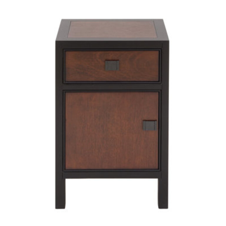 Akosita Dark Brown Wooden 1 Drawer 1 Shelf and 1 Door Room Cabinet 16 x 13 x 26