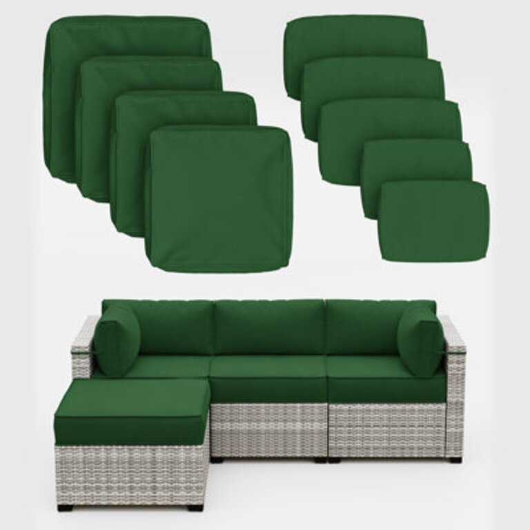 9-Piece Outdoor 3 Cushion Cover Set Set Of 3 Seats  5 Backs 1 Footrest Only Covers
