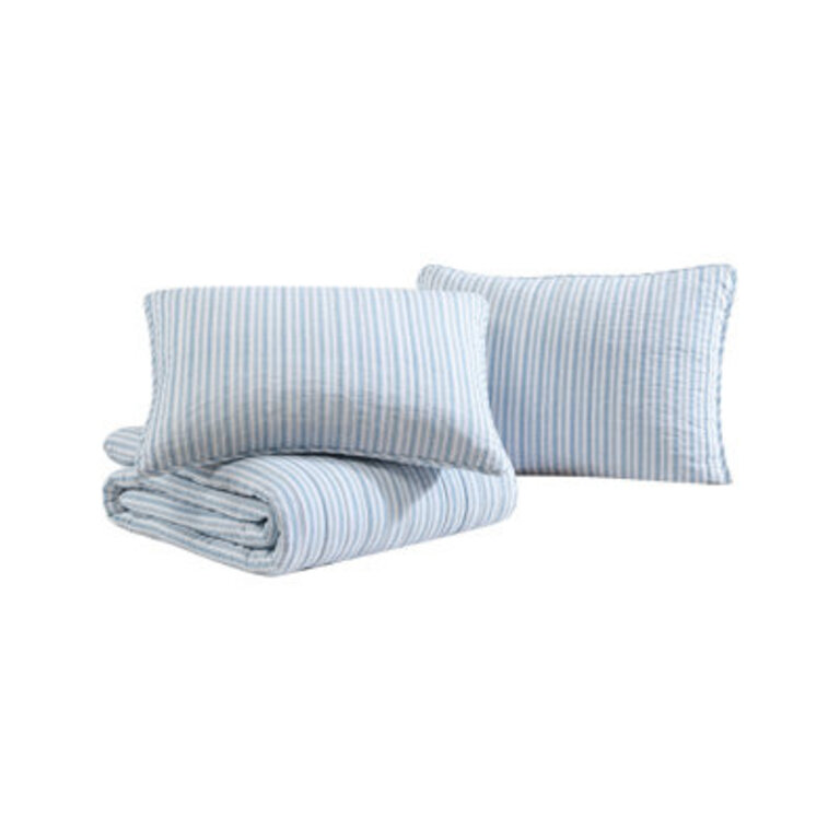 Nautica Coleridge Stripe Cotton Reversible Blue Quilt Set