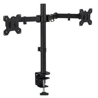 Mount-It Full Motion Adjustable Dual Monitor Mount Fits 2 Computer Screens 17 - 32 in with C-Clamp