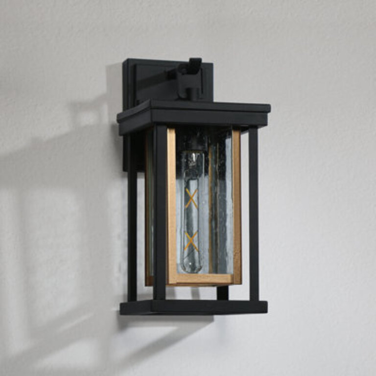 Eswin 1- Light 136H Black Lantern Outdoor Wall  Sconce