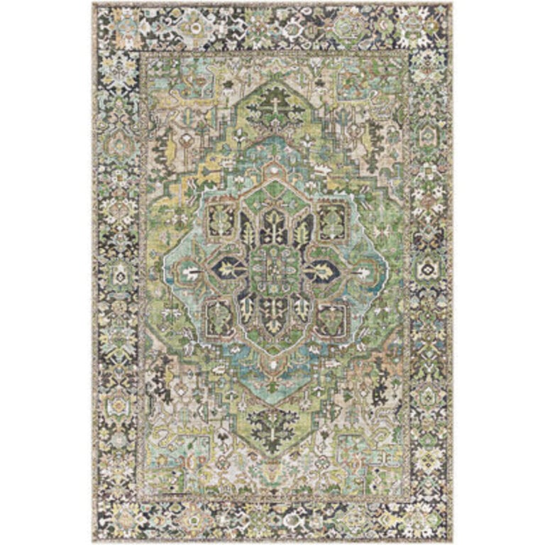 Albion Oriental BlackGreenIvory Area Rug