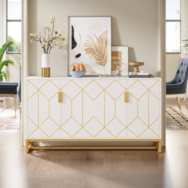 Zug White and Gold Sideboard Buffet Cabinet
