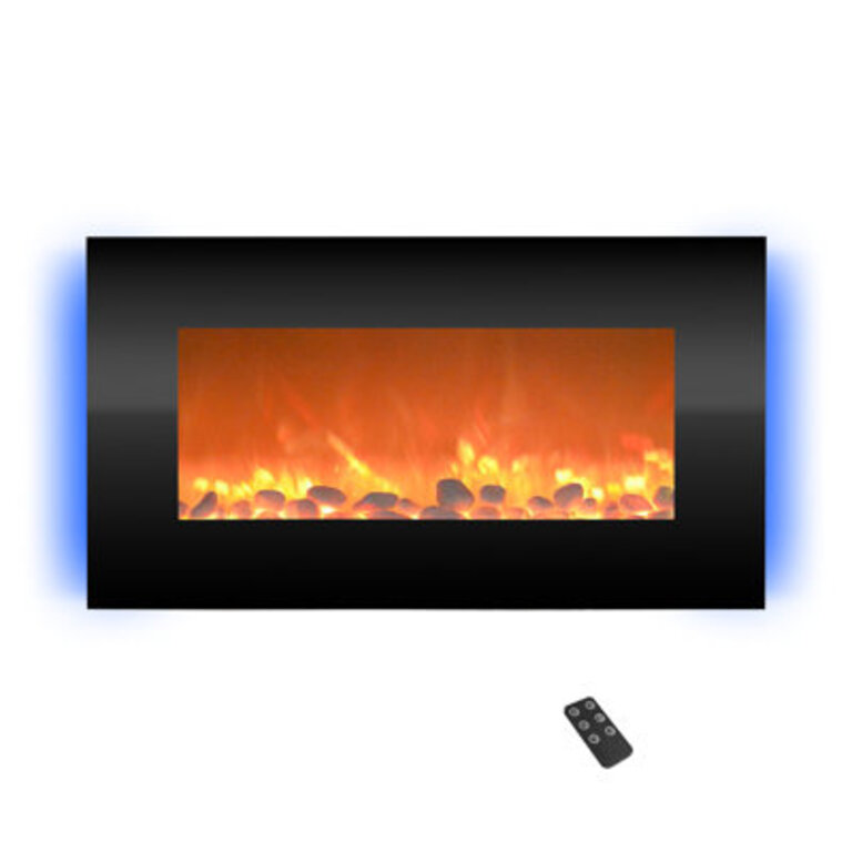 Albee Electric Fireplace - 30 Inch Wall Mounted Fireplace - 13 Backlight Colors and Remote Controlled LED Flames Heat and Brightness
