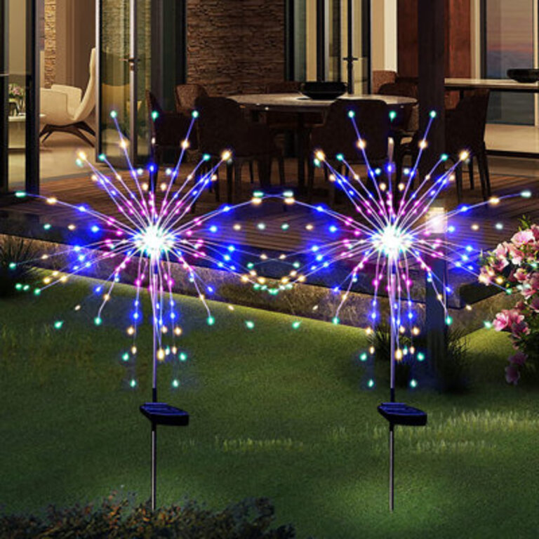 Low Voltage Solar Powered Integrated LED Pathway Light Waterproof Outdoor Garden Firework Lights for Christmas Decor