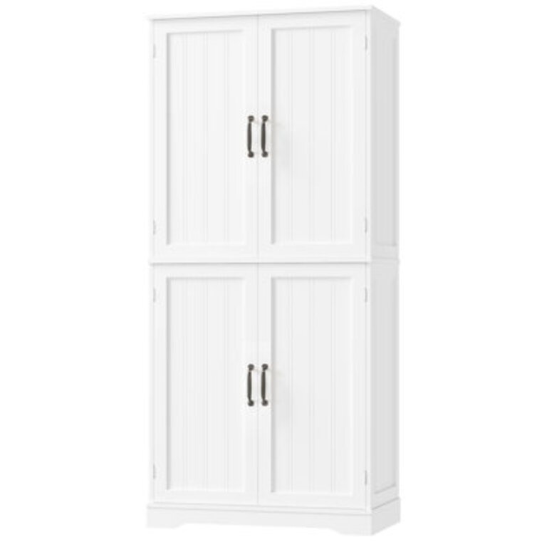 713 Tall  White Modern Farmhouse Storage Cabinet Food Pantry with 6 Shelves Premium MDF Construction Versatile for Kitchen Entryway  Bathroom