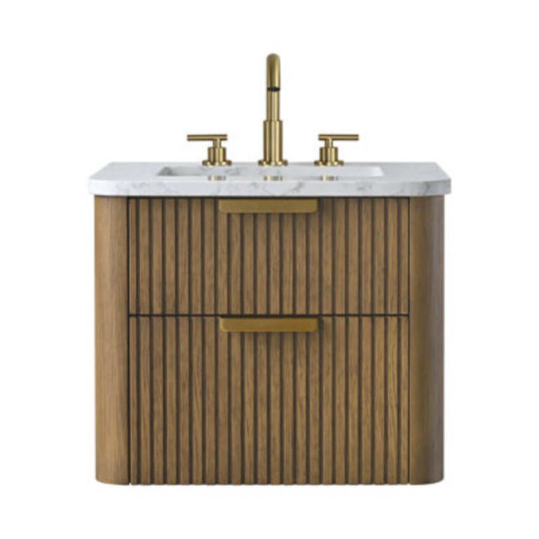 Liljan 24 Wall-Mounted Single Bathroom Vanity with Engineered Stone Top