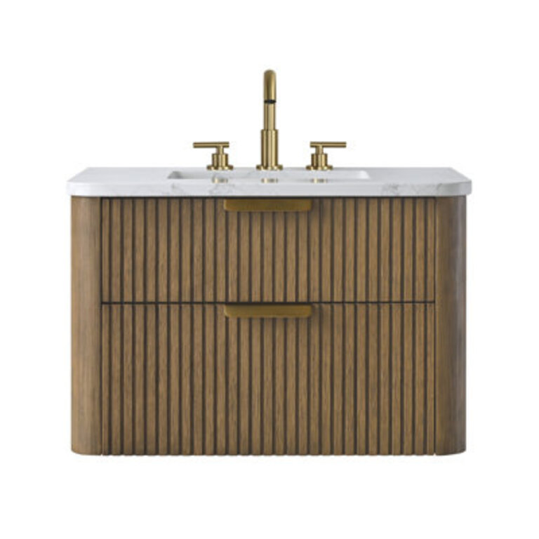 Liljan 30 Wall-Mounted Single Bathroom Vanity with Engineered Stone Top
