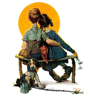 Sunset by Norman Rockwell Painting Print on Wrapped Canvas