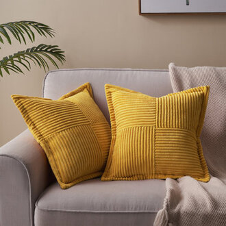 Corduroy Striped Square Throw Pillow Cover