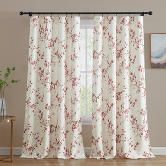 Dorcia Floral Light Dimming Rod Pocket Window Curtain Panels Set for Bedroom
