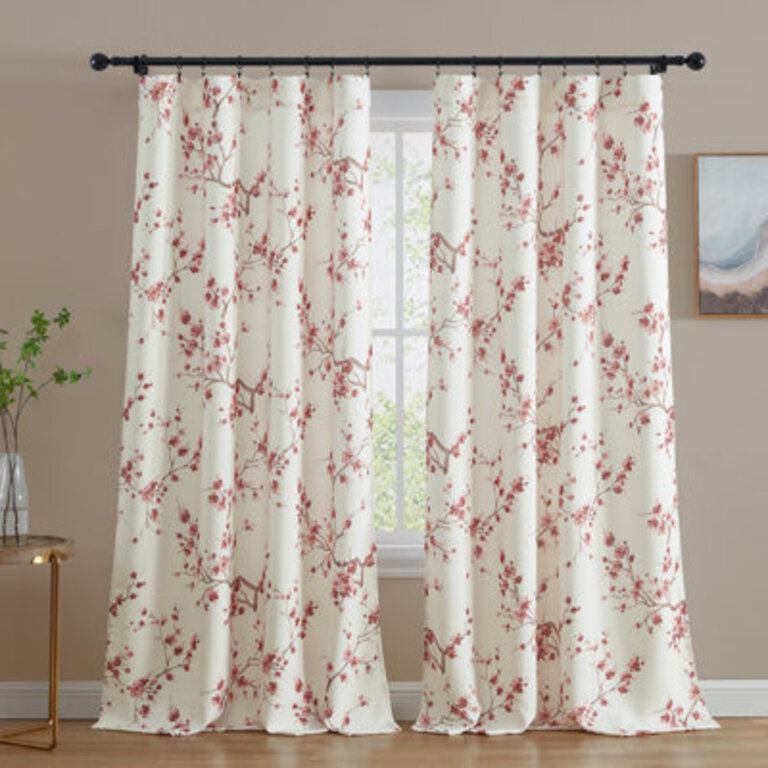 Dorcia Floral Light Dimming Rod Pocket Window Curtain Panels Set for Bedroom