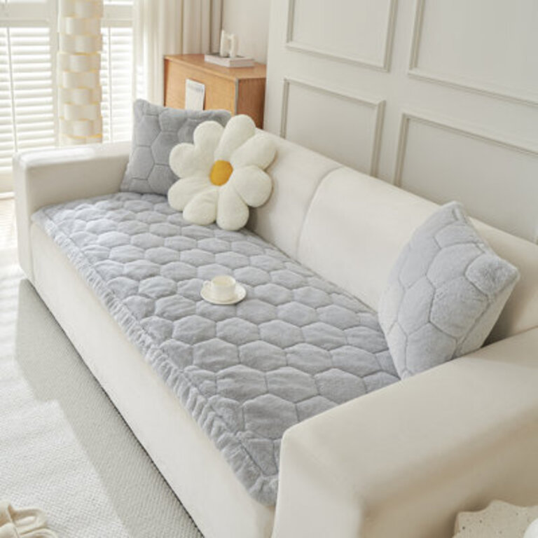 Ultra-Soft Faux Mink Plush Sofa Slipcover