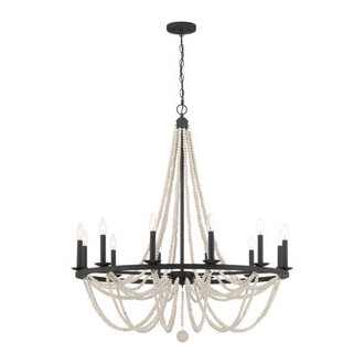 Speier 12-Light Dimmable Candle Style Wagon Wheel Chandelier Farmhouse Beaded Chandelier