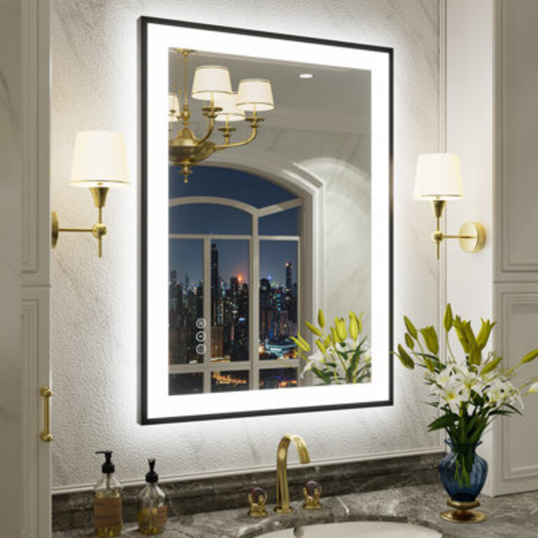 Aevar UL Certified Front  Back LED Anti-Fog Tempered Glass Framed BathroomVanity Mirror with 3-Year Warranty