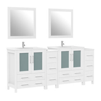 Karson 84 Double Bathroom Vanity with Ceramic Top with Mirror