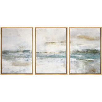 Minimal Landscape Grunge Green Gray Abstract Artwork Modern Industrial Chic Wall Pictures Large Framed Canvas Giclee Print 3 Pieces Wall Art