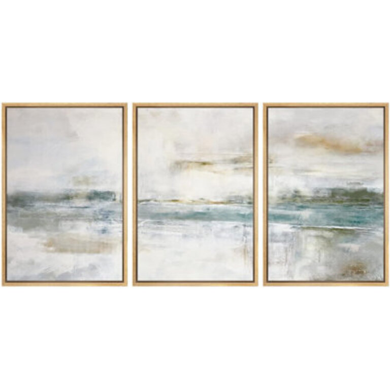Minimal Landscape Grunge Green Gray Abstract Artwork Modern Industrial Chic Wall Pictures Large Framed Canvas Giclee Print 3 Pieces Wall Art