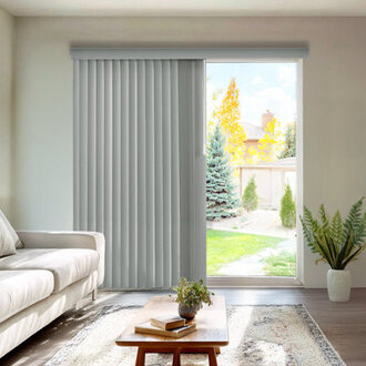 Cordless Vertical Blinds with Valance - For Large Windows and Sliding Glass Doors  Light Filtering or Room Darkening