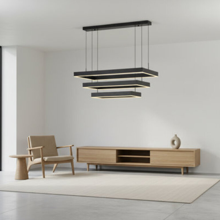 Anjeliett 3-Light LED Square  Rectangle Kitchen Island Chandelier