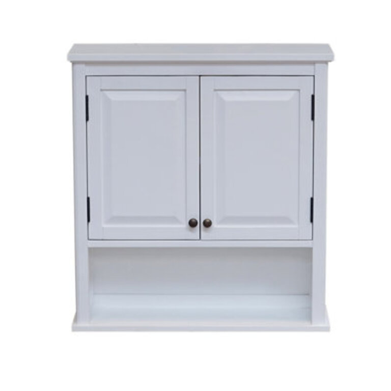 Dorset 27W x 29H Wall Mounted Bath Storage Cabinet with Two Doors and Open Shelf